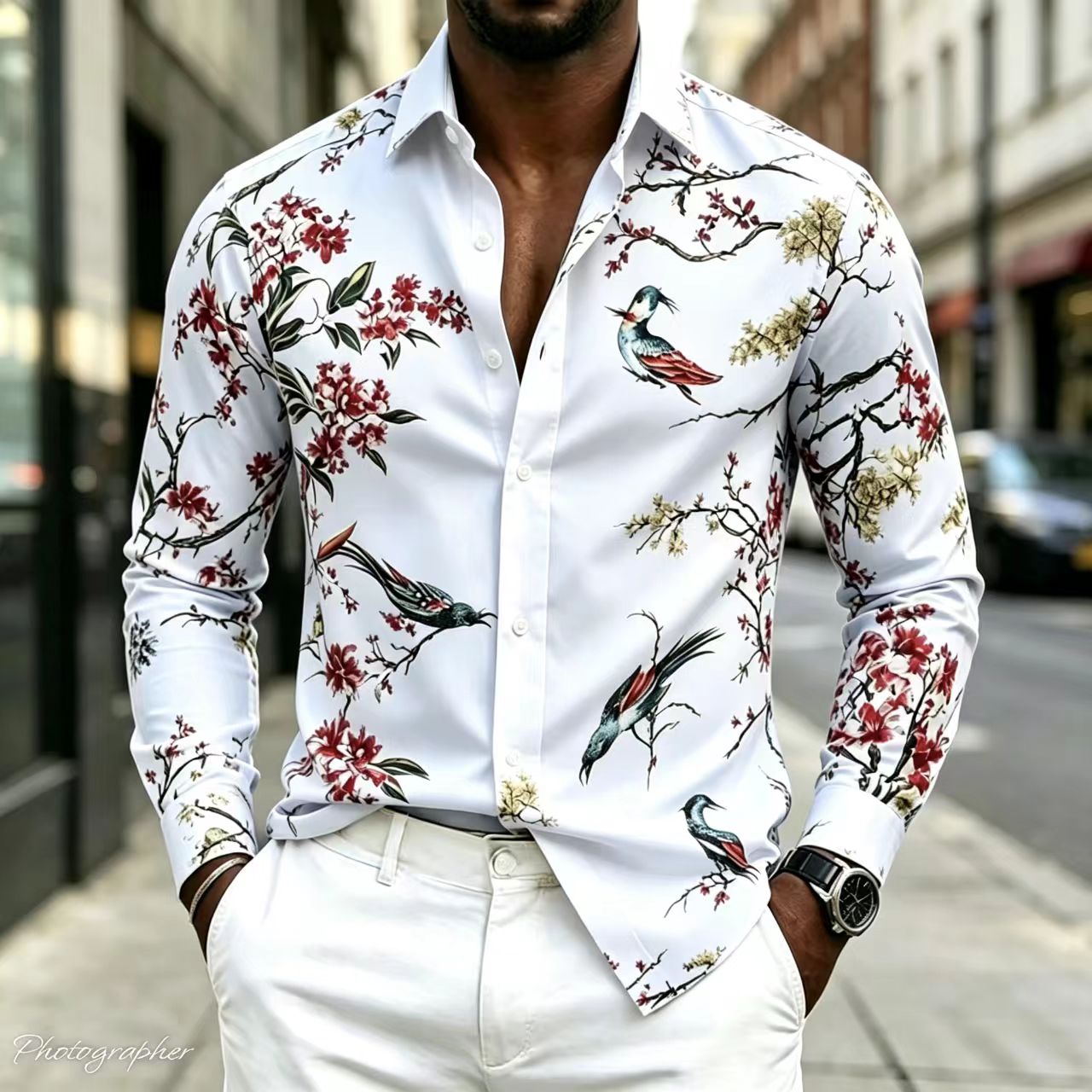 Street Fashion Shanghai - 2026 New Men's Shirt Collar Long