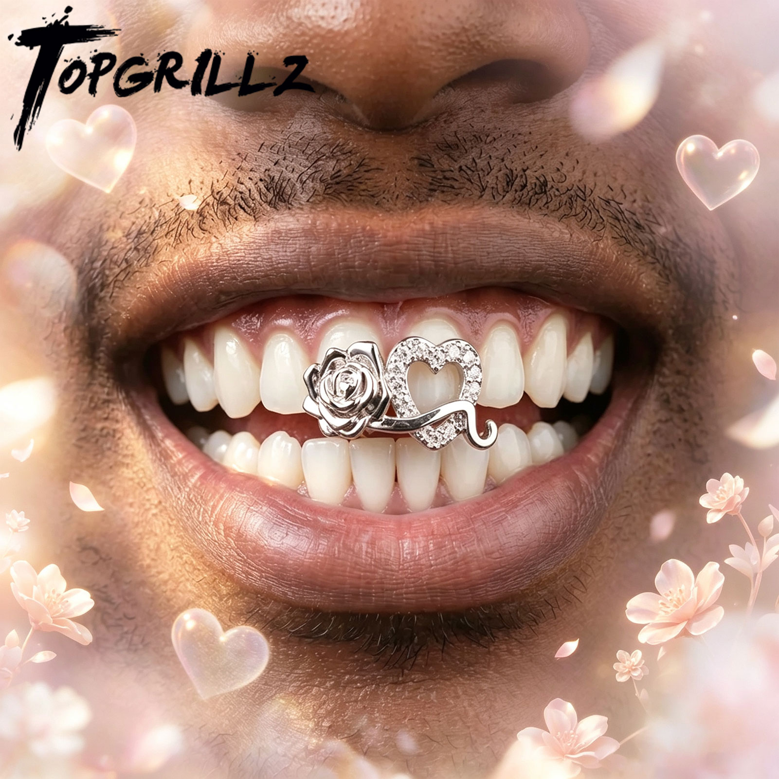 Street Fashion Jewelry - TOPGRILLZ Romantic Zircon Double Hollow Heart