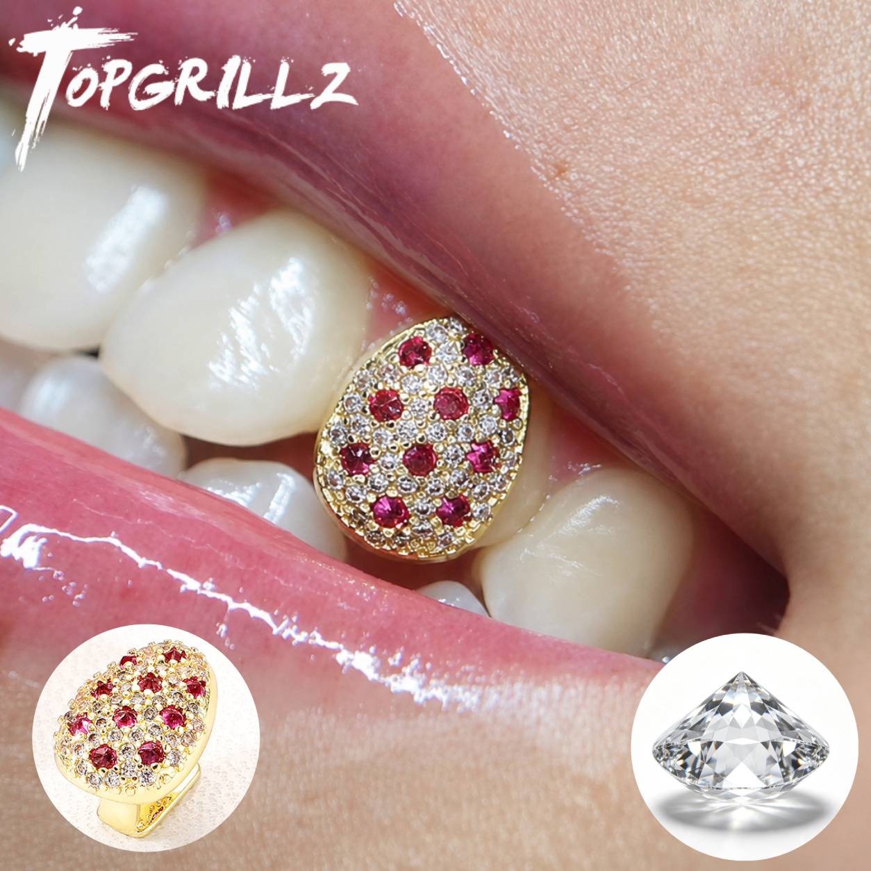 Street Fashion Jewelry - TOPGRILLZ Mixed Pink & Clear CZ