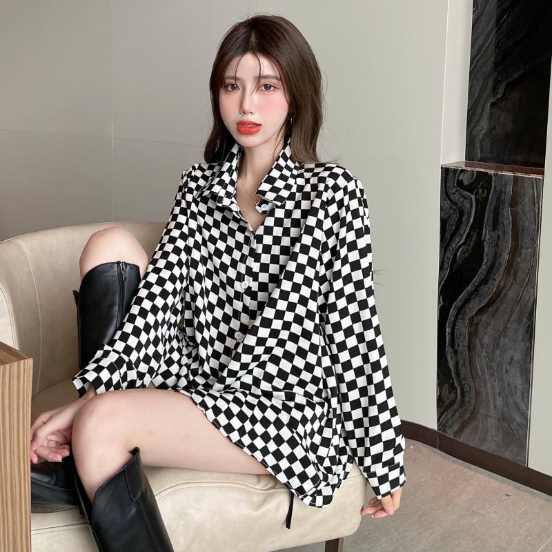 Polo Neck Plaid Button Loose H - огляд і ціна Street Fashion Youth