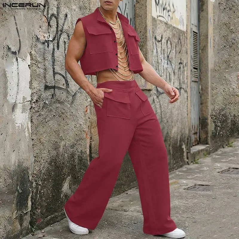 INCERUN Men Sets Solid Sleevel - огляд і ціна Street Fashion Casual