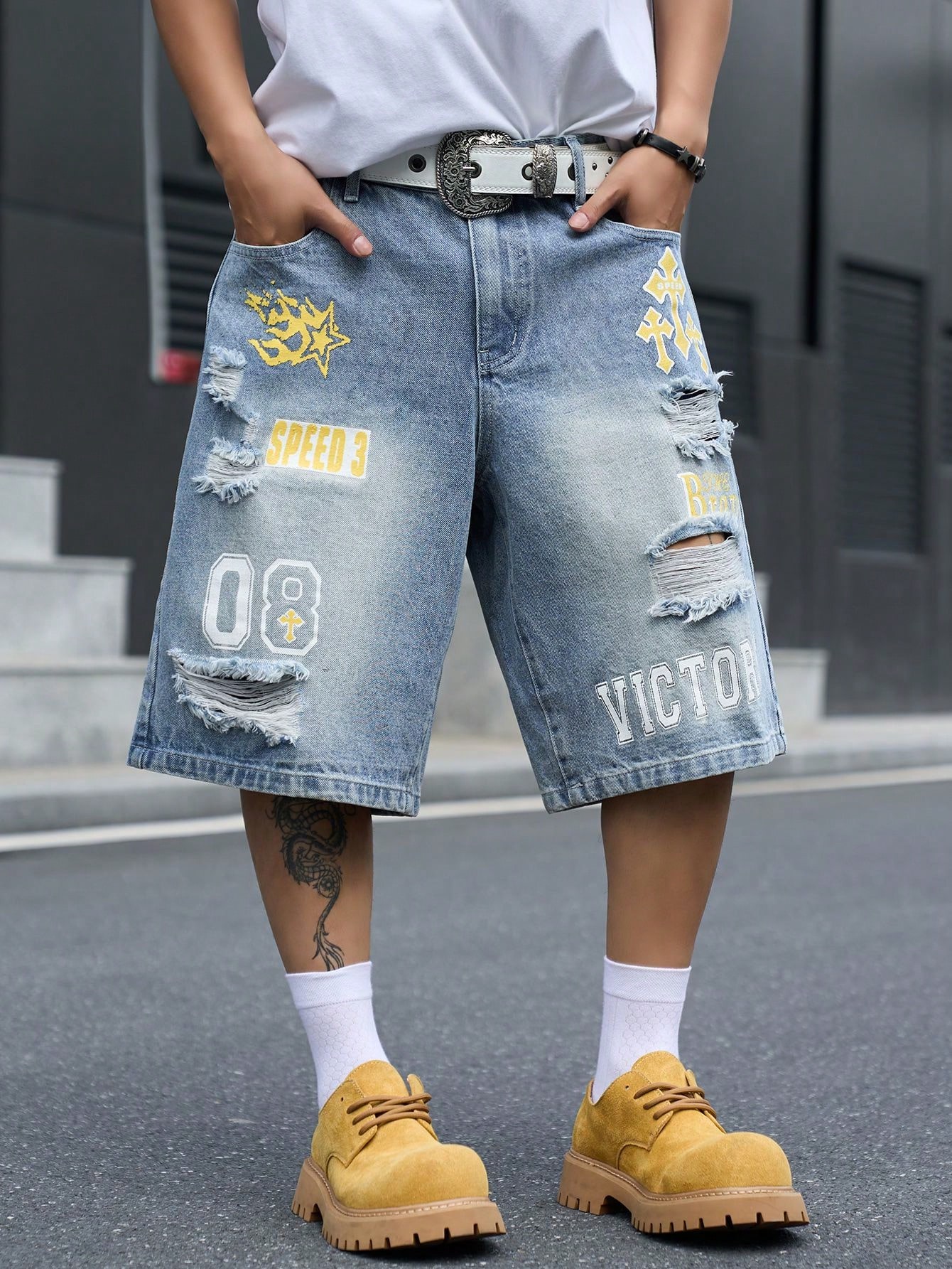 Men's Loose Fit Denim Bermuda  - огляд і ціна Street Fashion Dance
