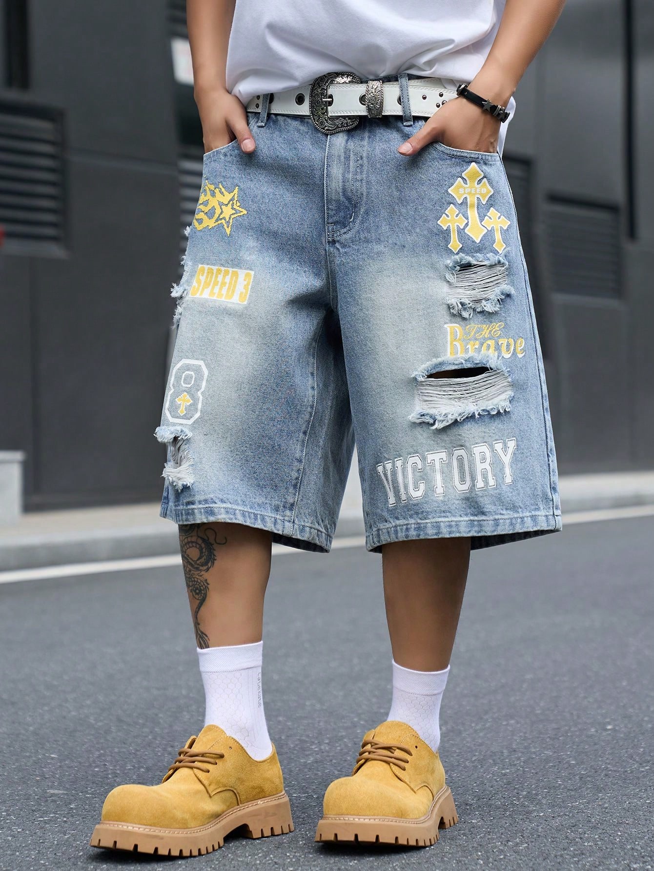 Men's Loose Fit Denim Bermuda  - огляд і ціна Street Fashion Dance