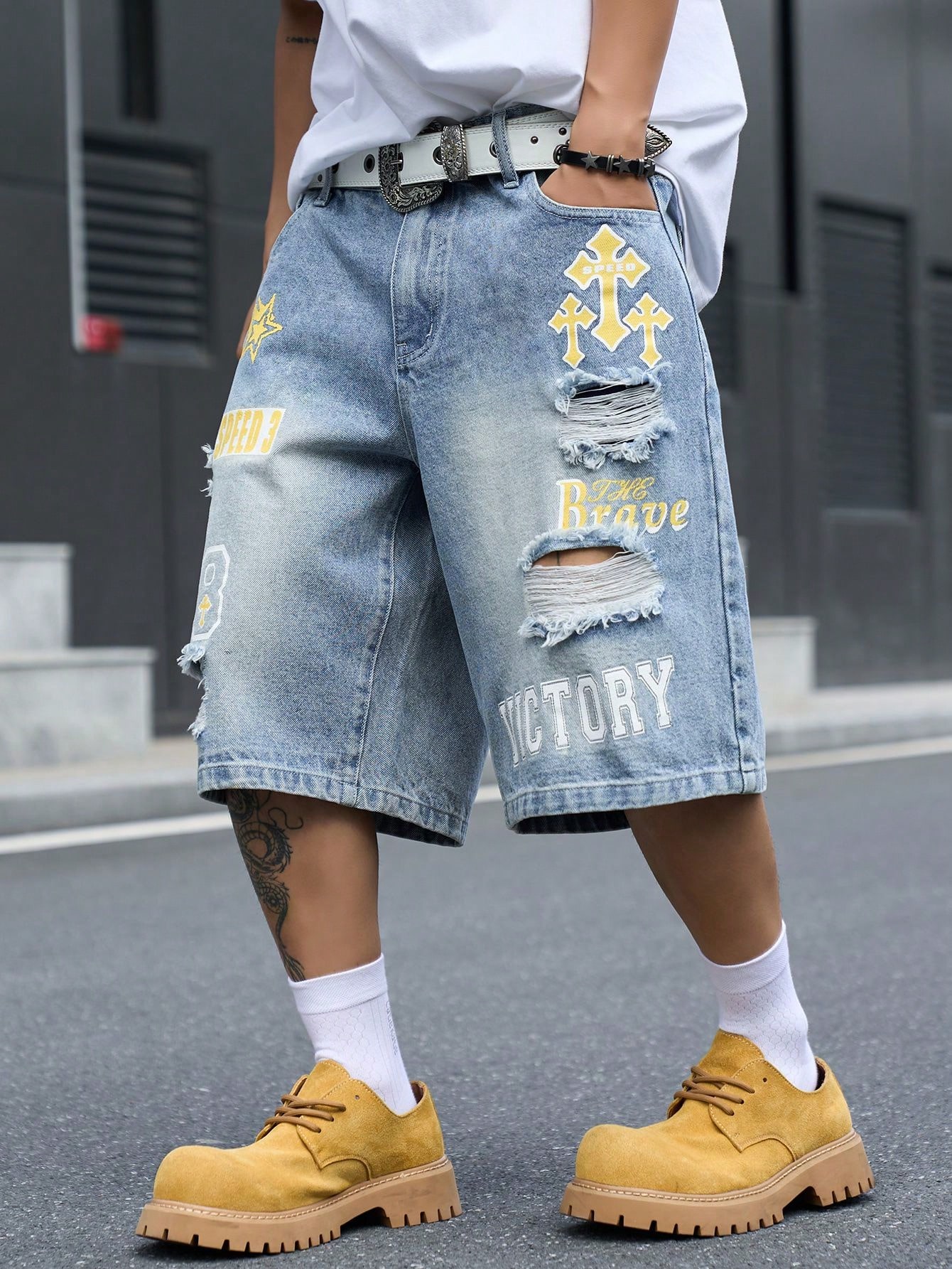 Men's Loose Fit Denim Bermuda  - огляд і ціна Street Fashion Dance